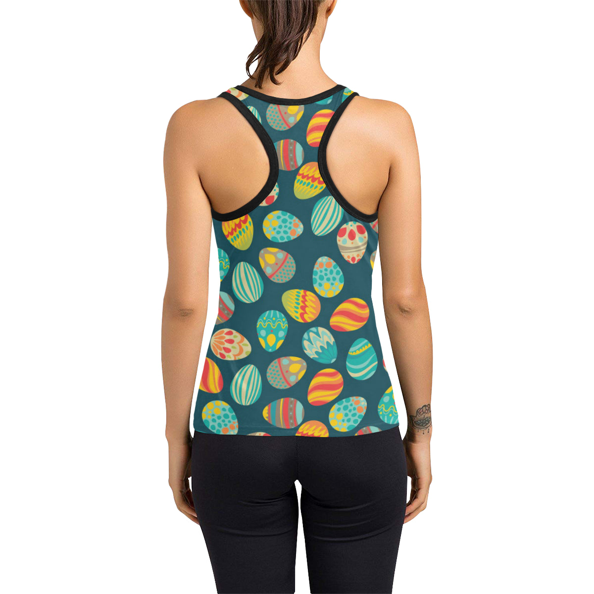 Easter Eggs Pattern Print Design RB09 Women's Racerback Tank Top