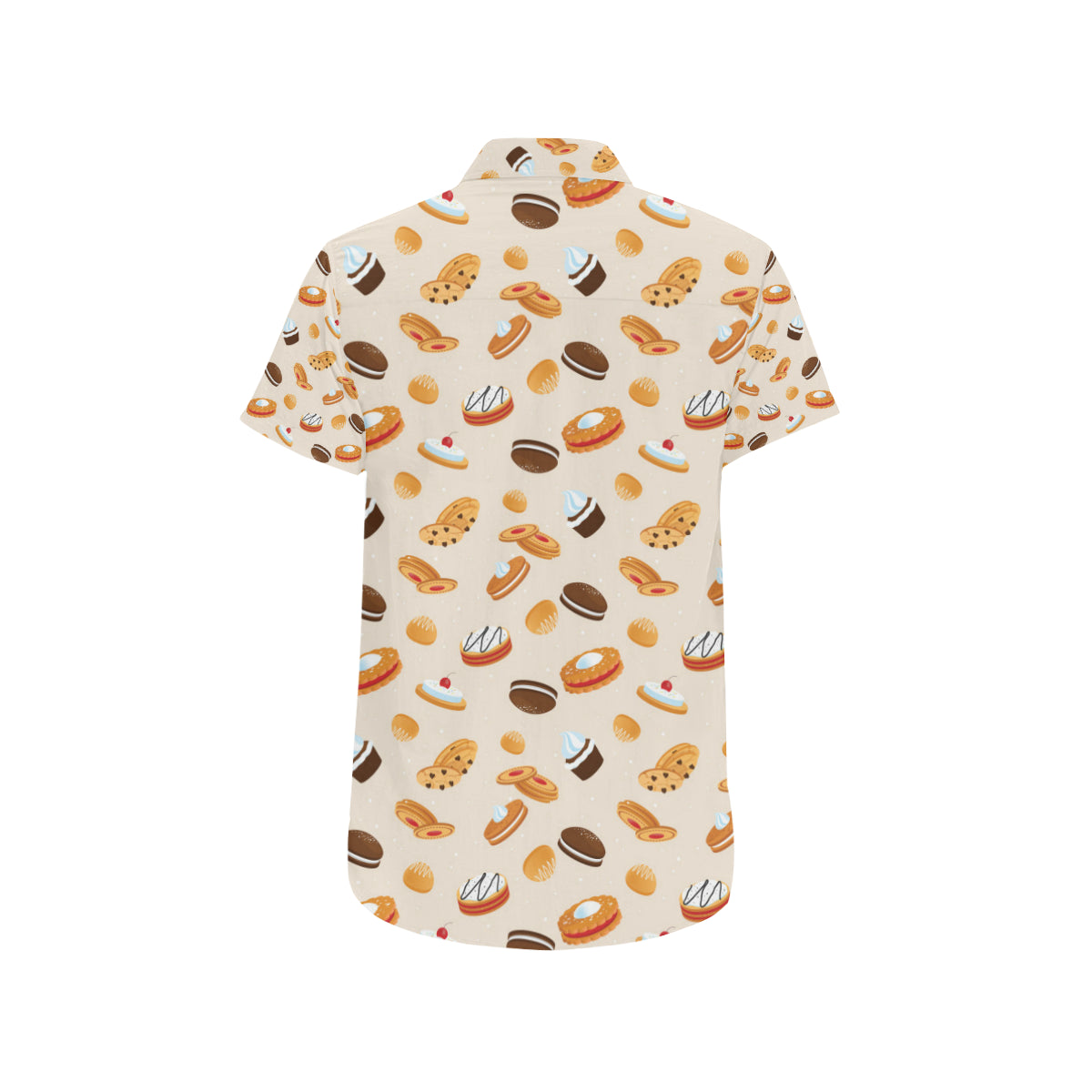 Biscuit Pattern Print Design 01 Men's Short Sleeve Button Up Shirt