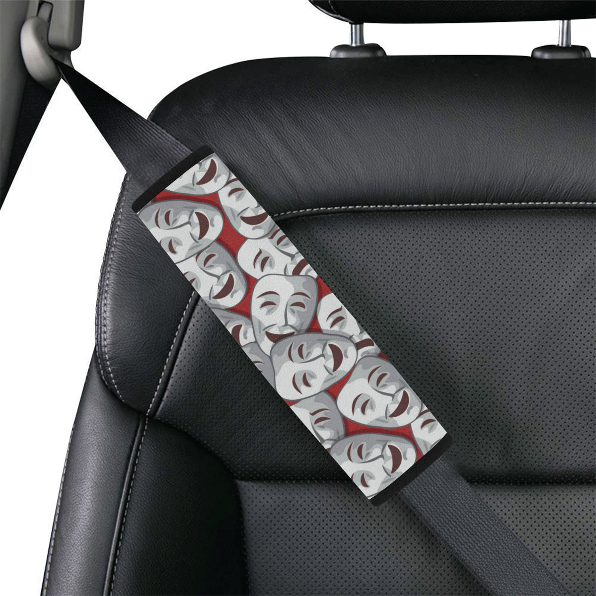 Acting Mask Pattern Print Design 01 Car Seat Belt Cover