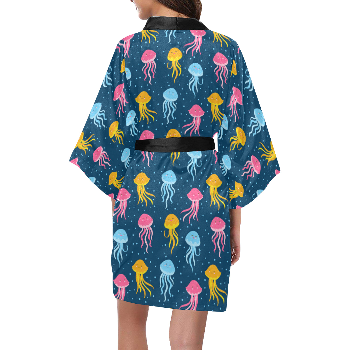 Jellyfish Pattern Print Design 04 Women's Short Kimono