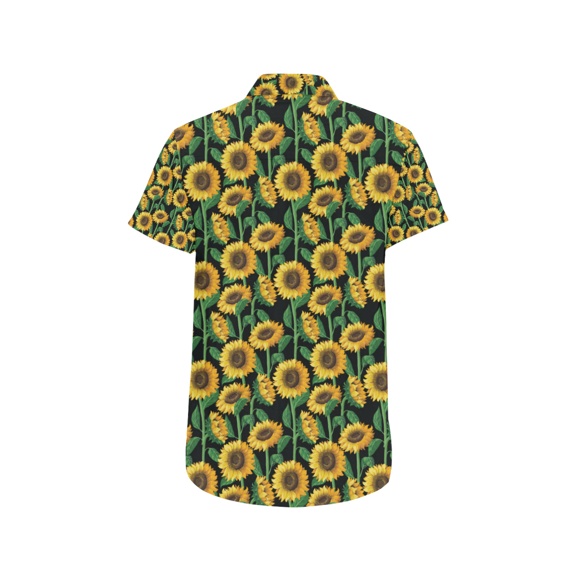 Sunflower Realistic Print Pattern Men's Short Sleeve Button Up Shirt