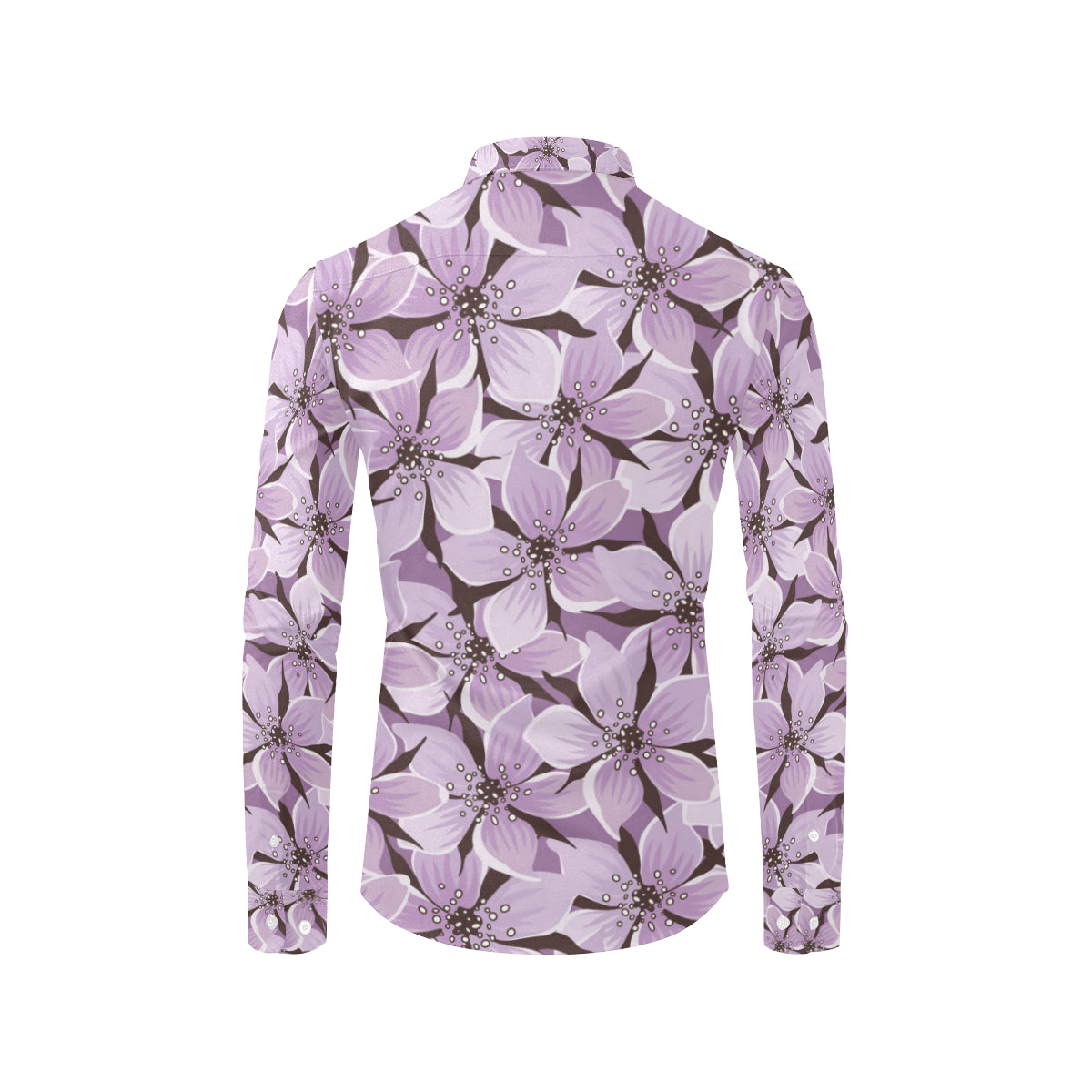 Lilac Pattern Print Design 01 Men's Long Sleeve Shirt