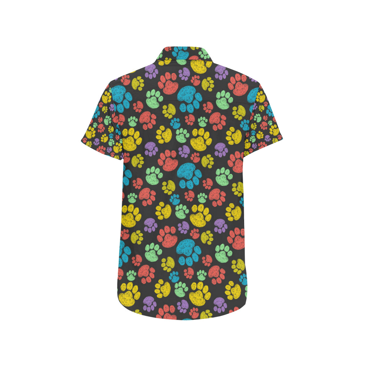 Paw Colorful Print Men's Short Sleeve Button Up Shirt