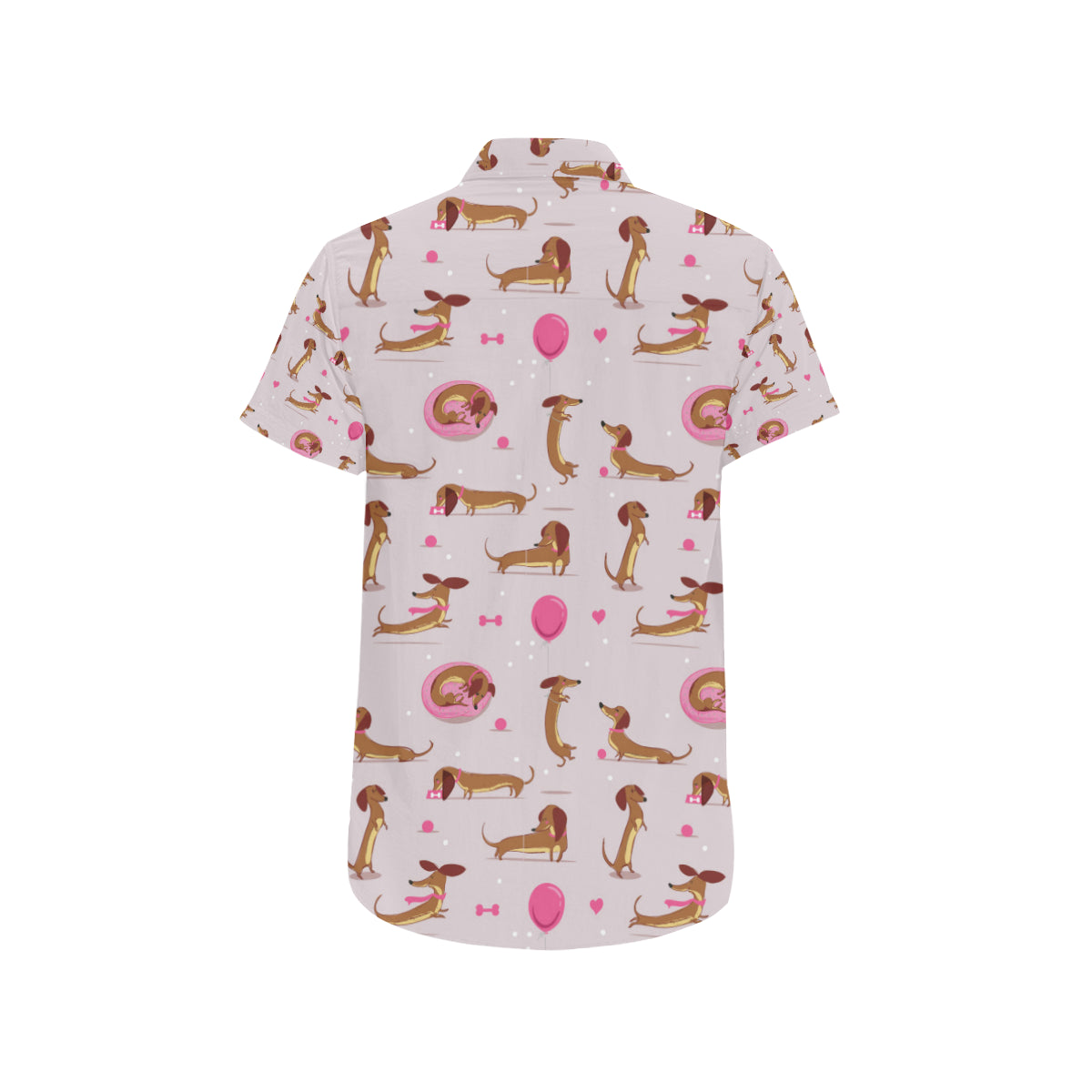 Dachshund Pattern Print Design 10 Men's Short Sleeve Button Up Shirt