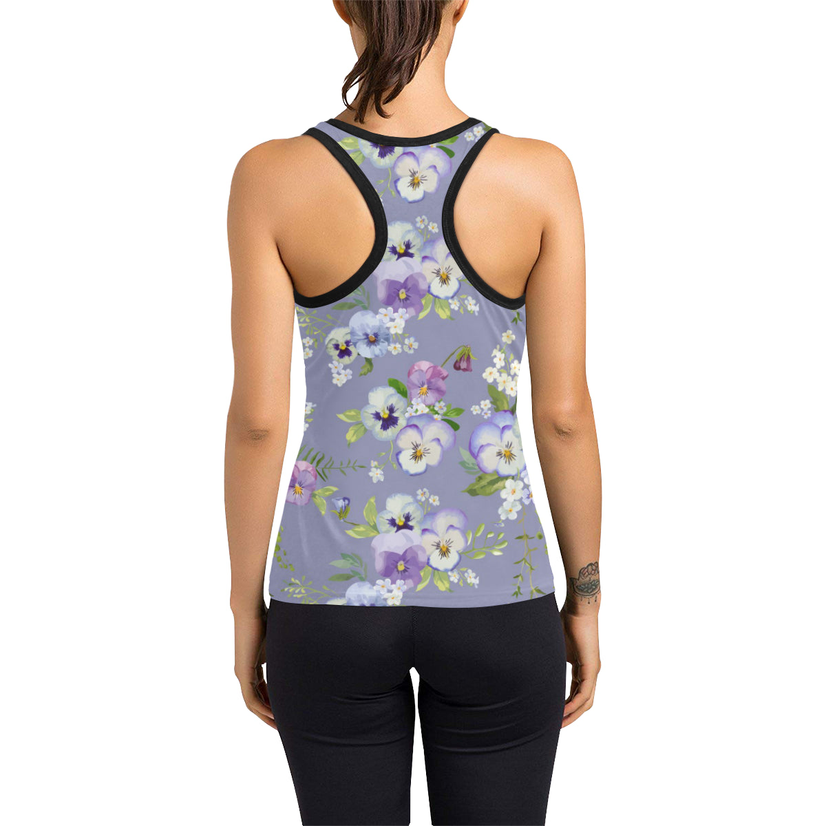 Pansy Pattern Print Design PS05 Women's Racerback Tank Top