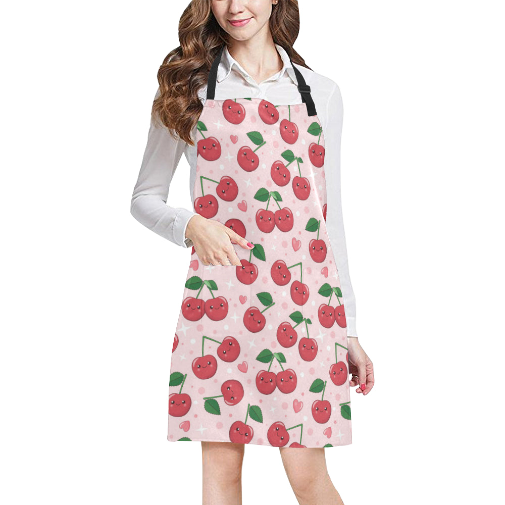 Cherry Pattern Print Design CH02 Apron with Pocket