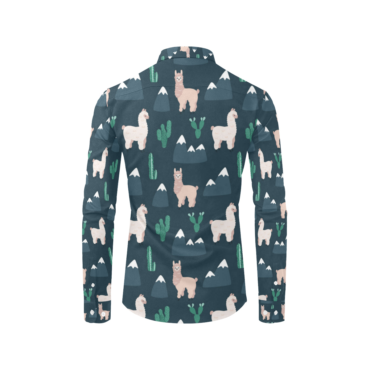 Llama Pattern Print Design 06 Men's Long Sleeve Shirt