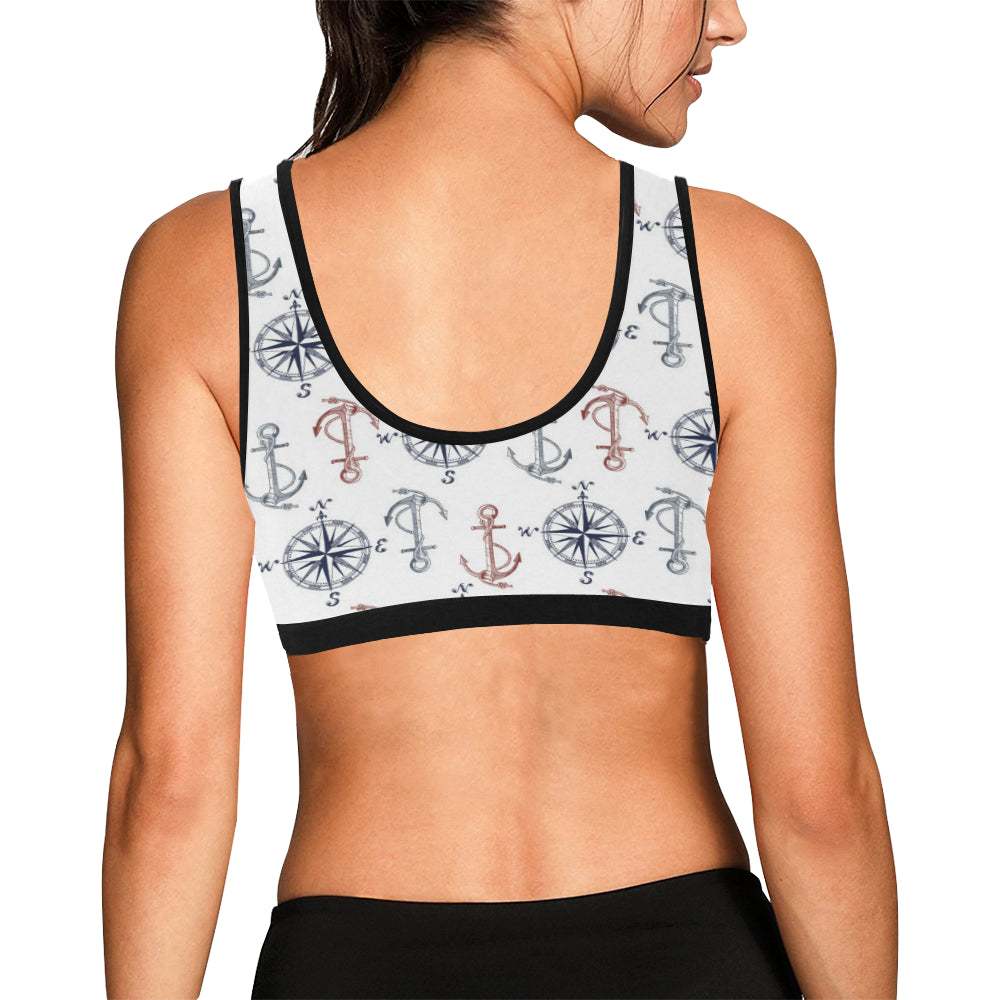 Anchor Pattern Print Design 06 Sports Bra