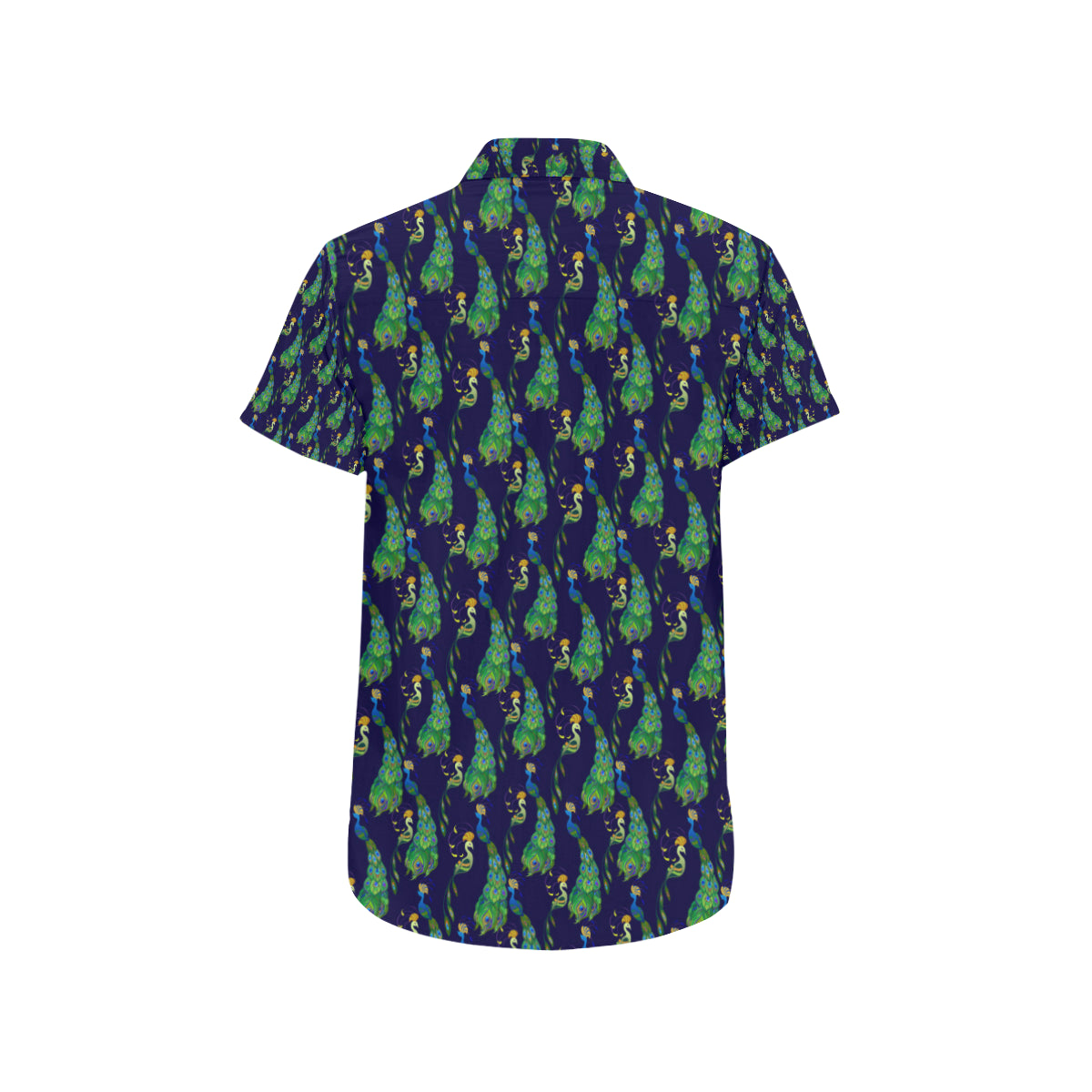 Peacock Art Design Print Men's Short Sleeve Button Up Shirt