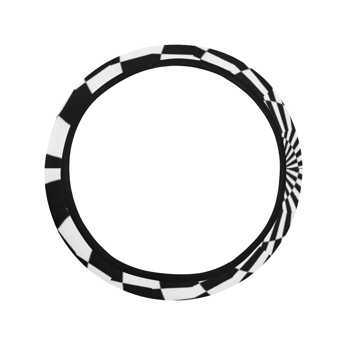 Checkered Flag Optical illusion Steering Wheel Cover with Elastic Edge