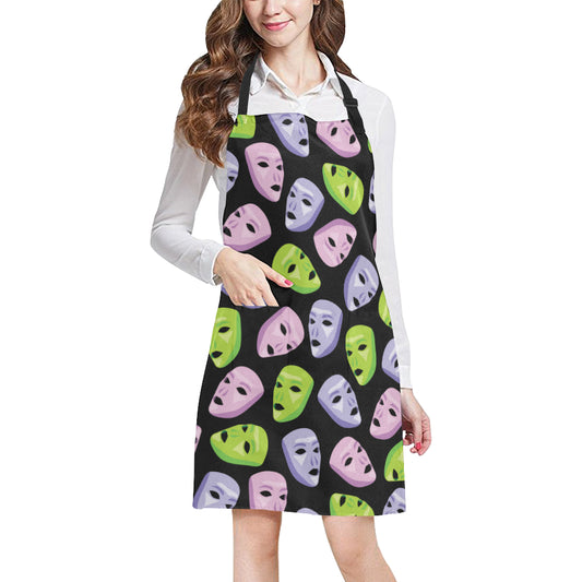 Acting Mask Pattern Print Design 04 Apron with Pocket