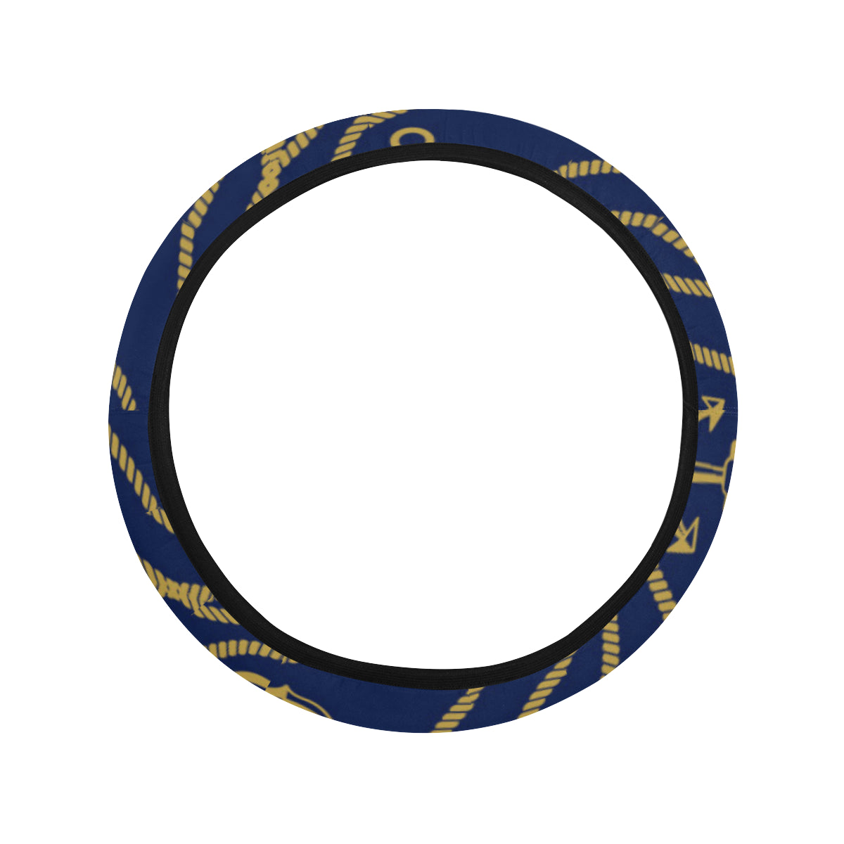 Nautical Anchor Rope Pattern Steering Wheel Cover with Elastic Edge