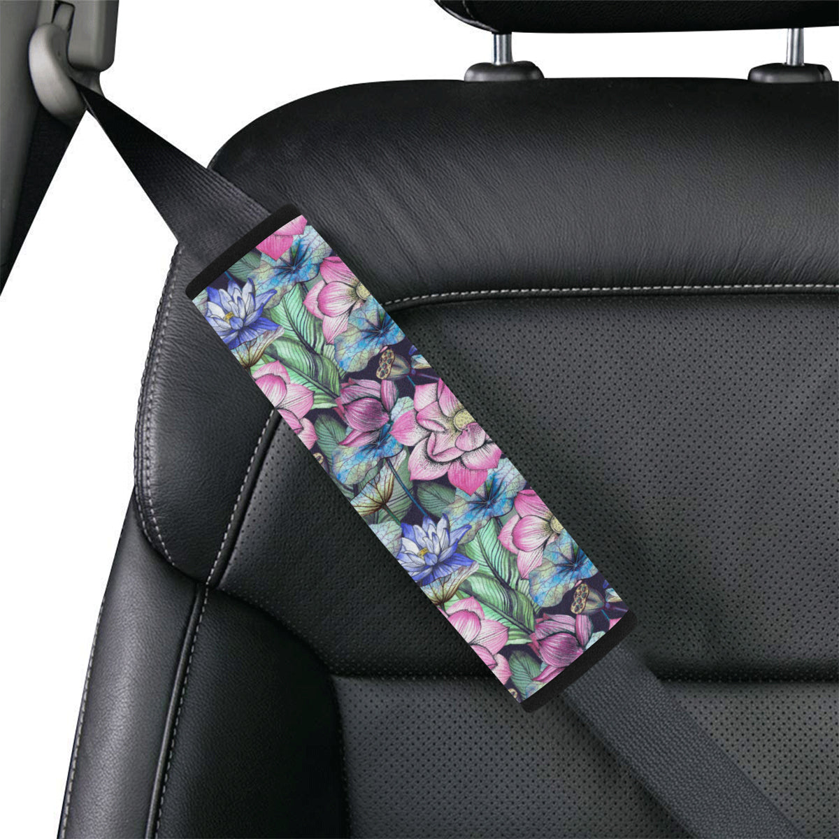 Water Lily Pattern Print Design WL07 Car Seat Belt Cover