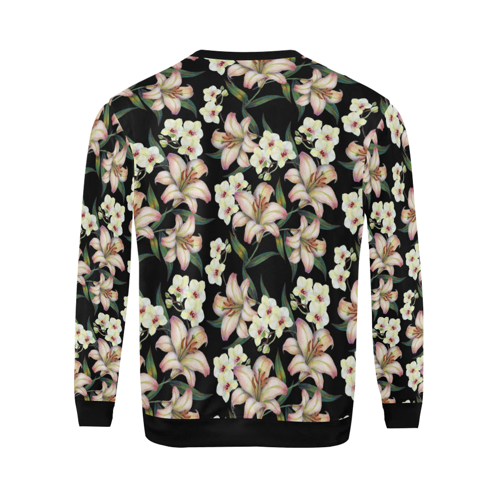 Lily Pattern Print Design LY03 Men Long Sleeve Sweatshirt