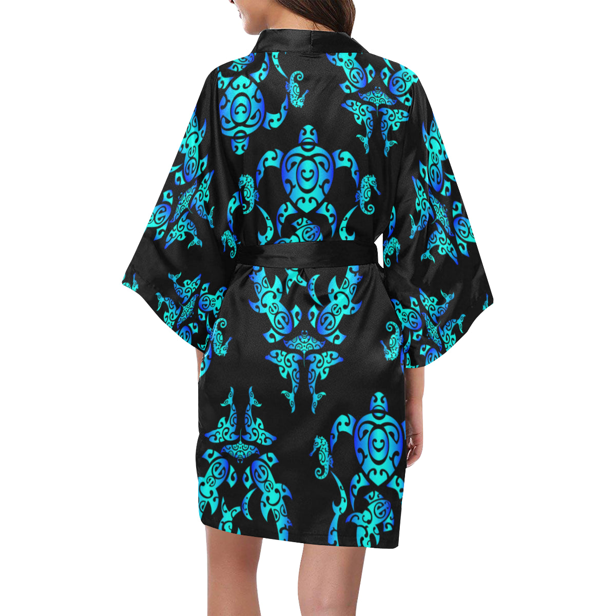 Sea turtle Polynesian Tribal Hawaiian Women's Short Kimono