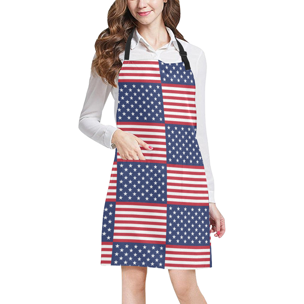Patriotic US Flag Pattern Print Design A03 Apron with Pocket