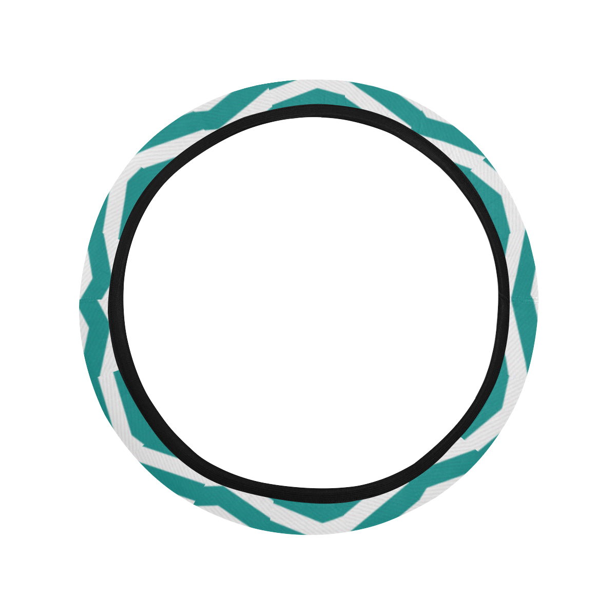 Chevron Teal Pattern Print Design 02 Steering Wheel Cover with Elastic Edge