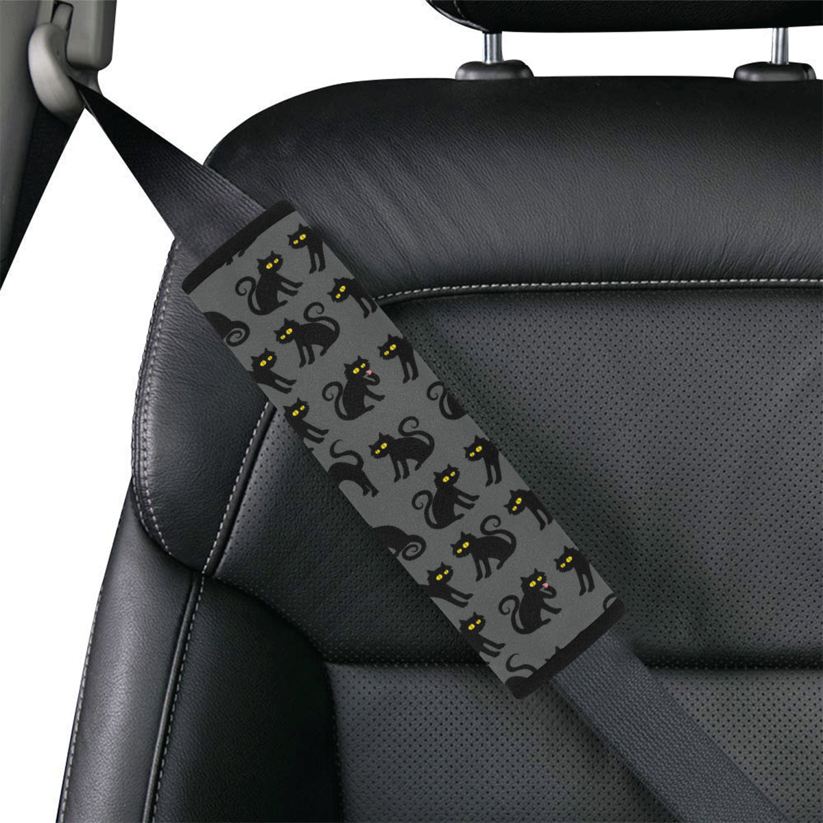 Black Cat Cute Print Pattern Car Seat Belt Cover
