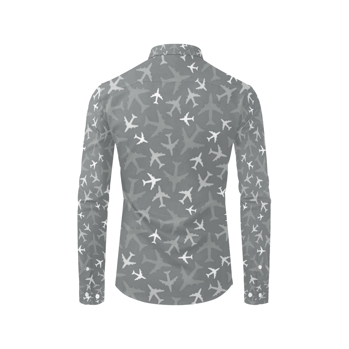 Airplane Pattern Print Design 02 Men's Long Sleeve Shirt