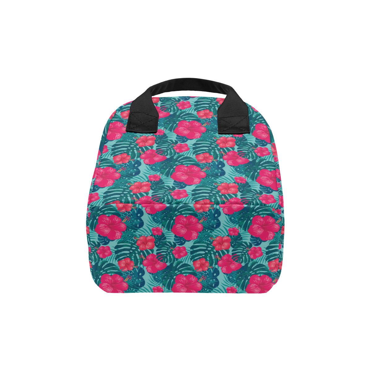Red Hibiscus Pattern Print Design HB017 Insulated Lunch Bag