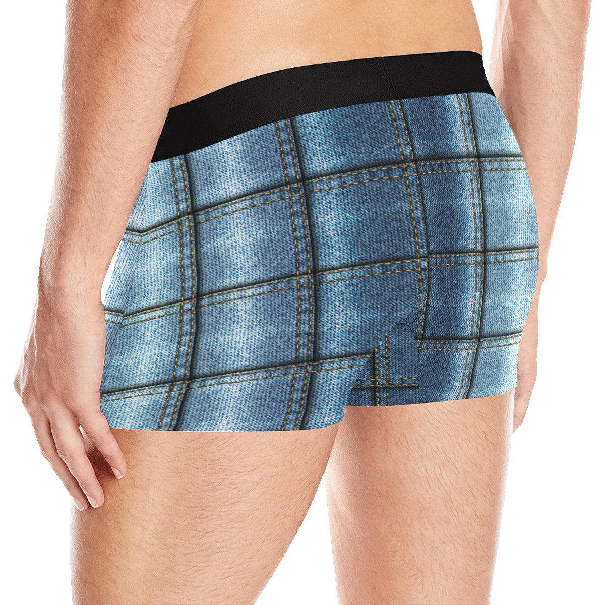 Jean Patchwork Pattern Print Design 02 Men's Boxer Briefs