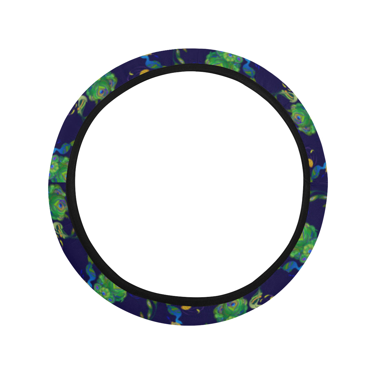 Peacock Art Design Print Steering Wheel Cover with Elastic Edge