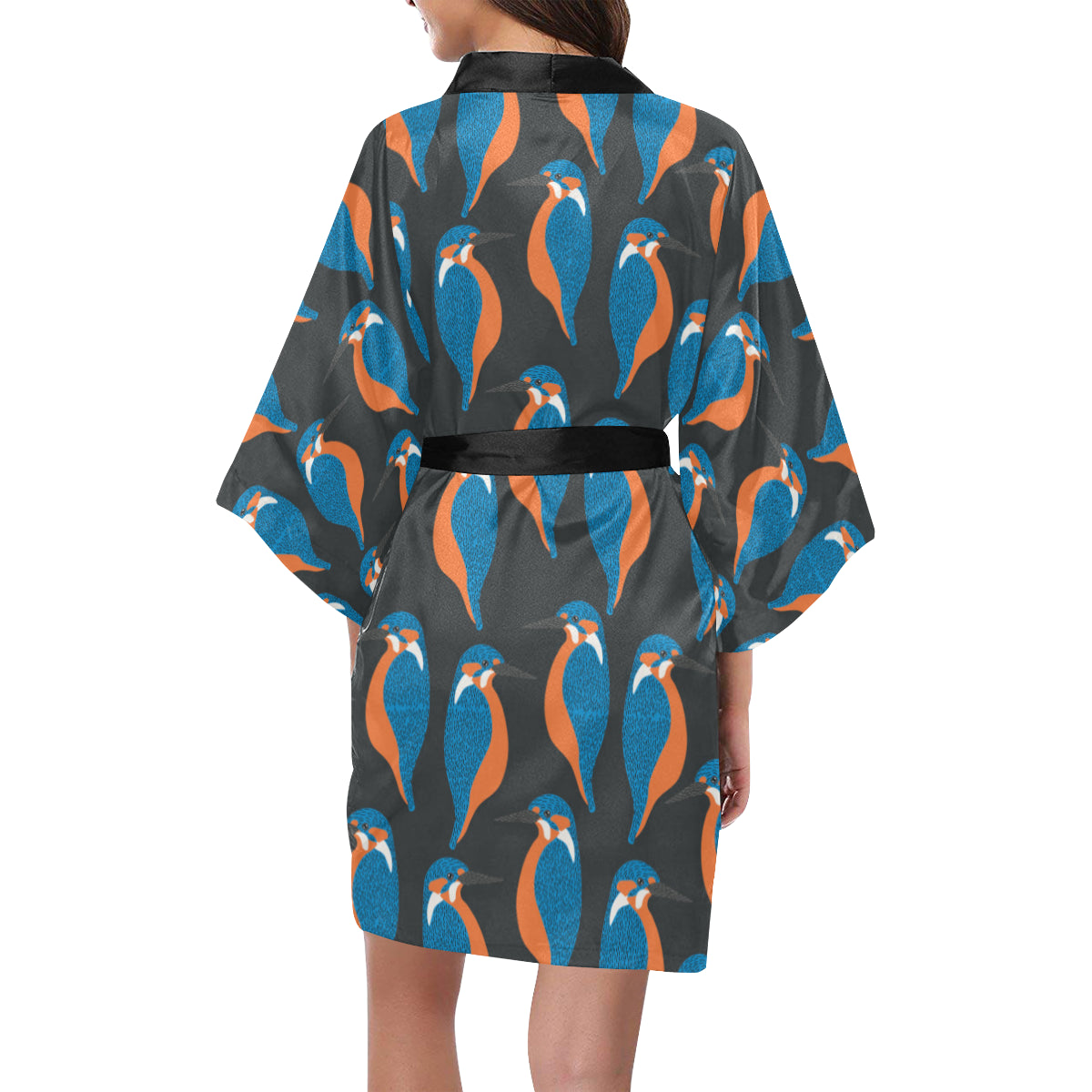 Kingfisher Pattern Print Design 03 Women's Short Kimono