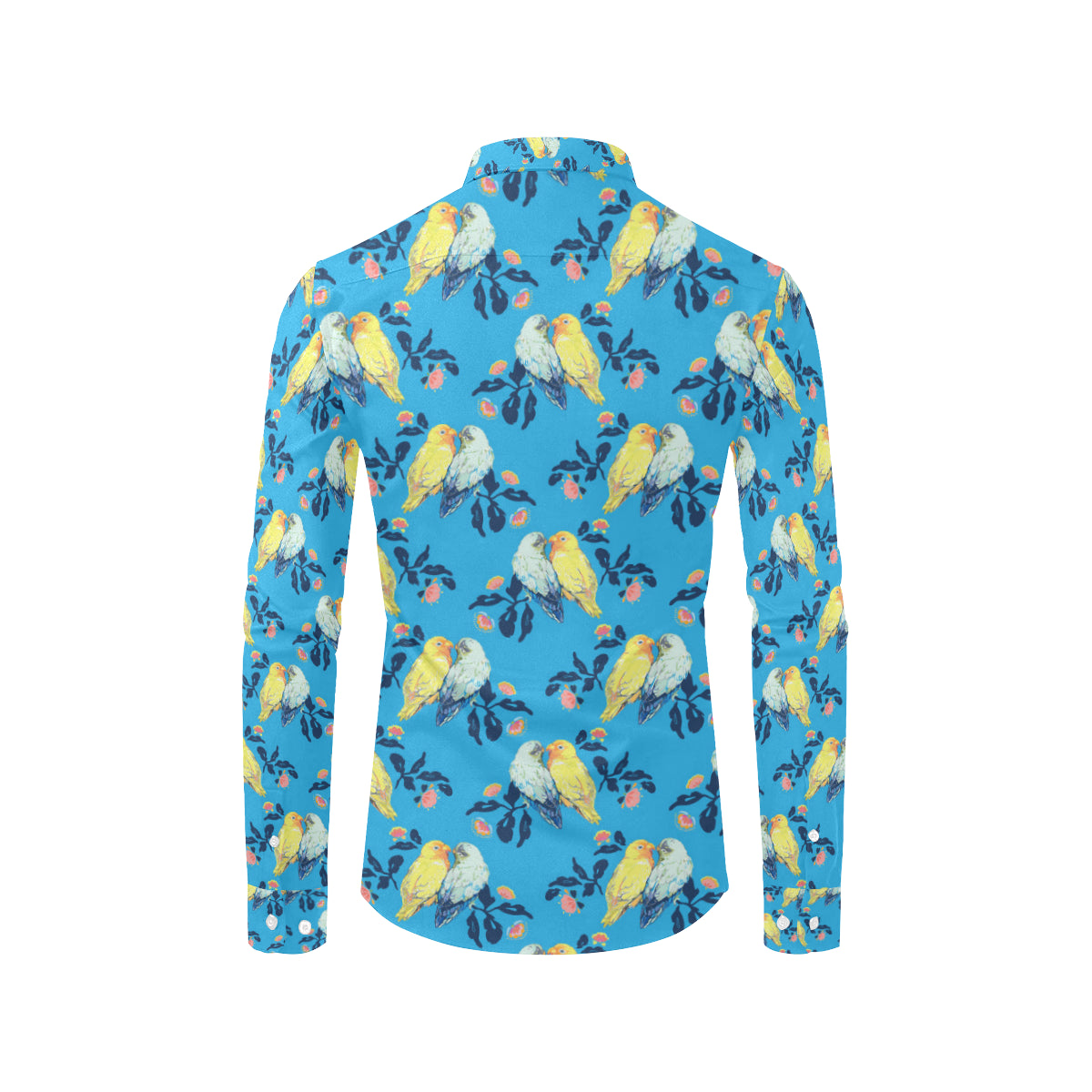 Lovebird Pattern Print Design 03 Men's Long Sleeve Shirt