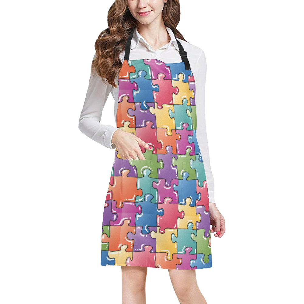 Puzzle Pattern Print Design A05 Apron with Pocket