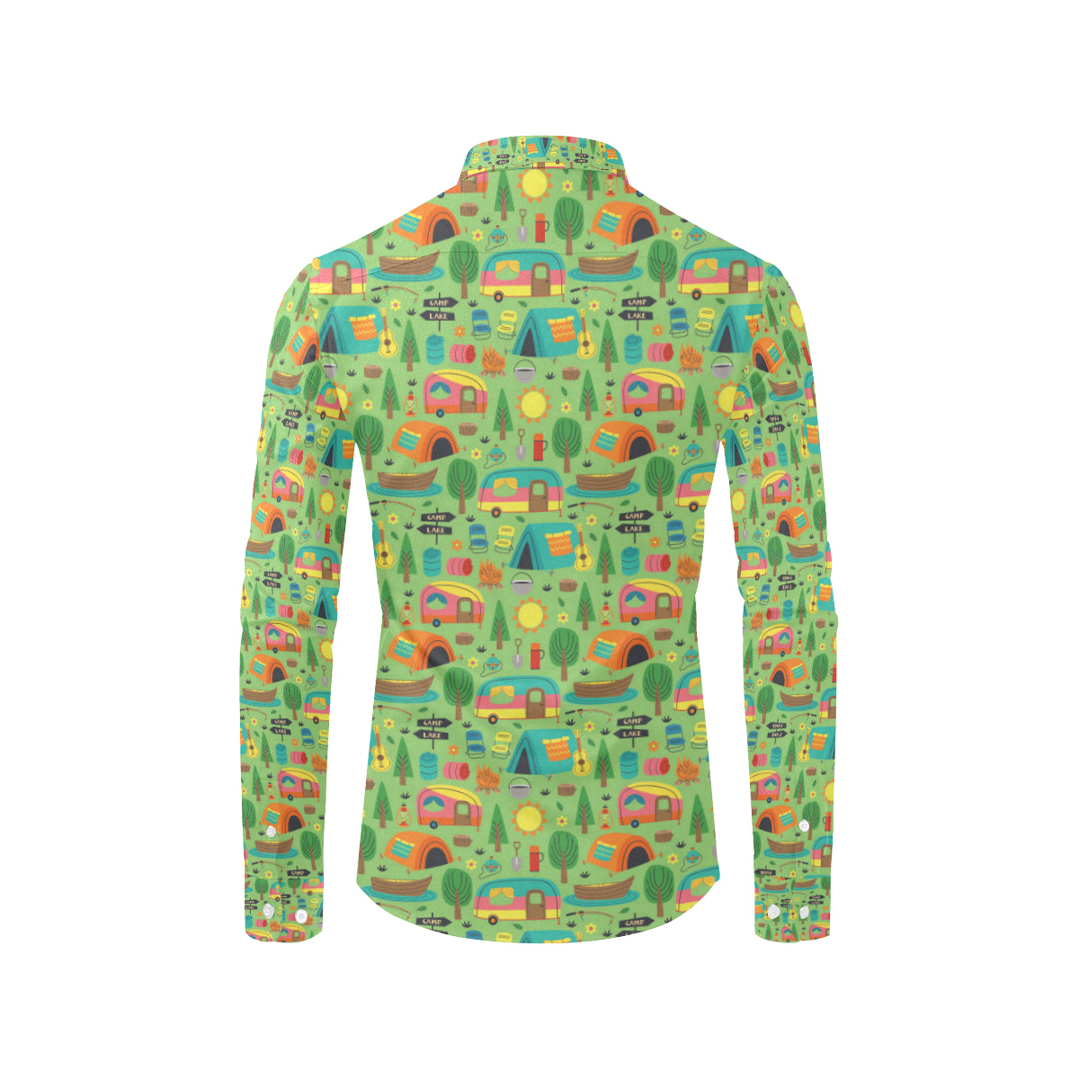Camping Camper Pattern Print Design 04 Men's Long Sleeve Shirt