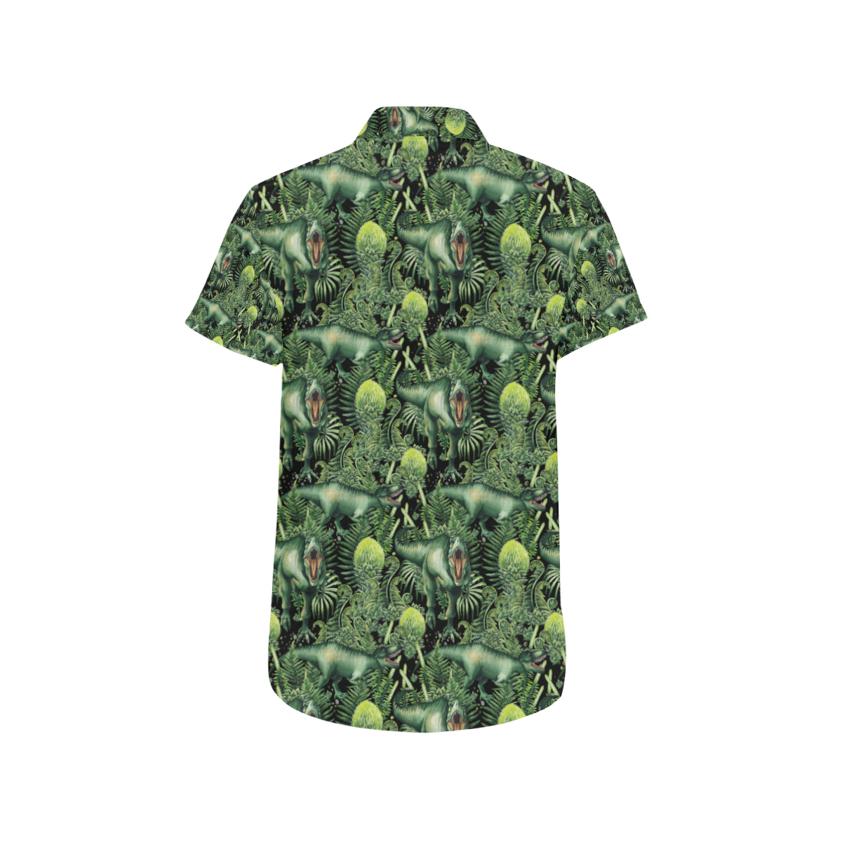 Dinosaur T Rex Print Pattern Men's Short Sleeve Button Up Shirt