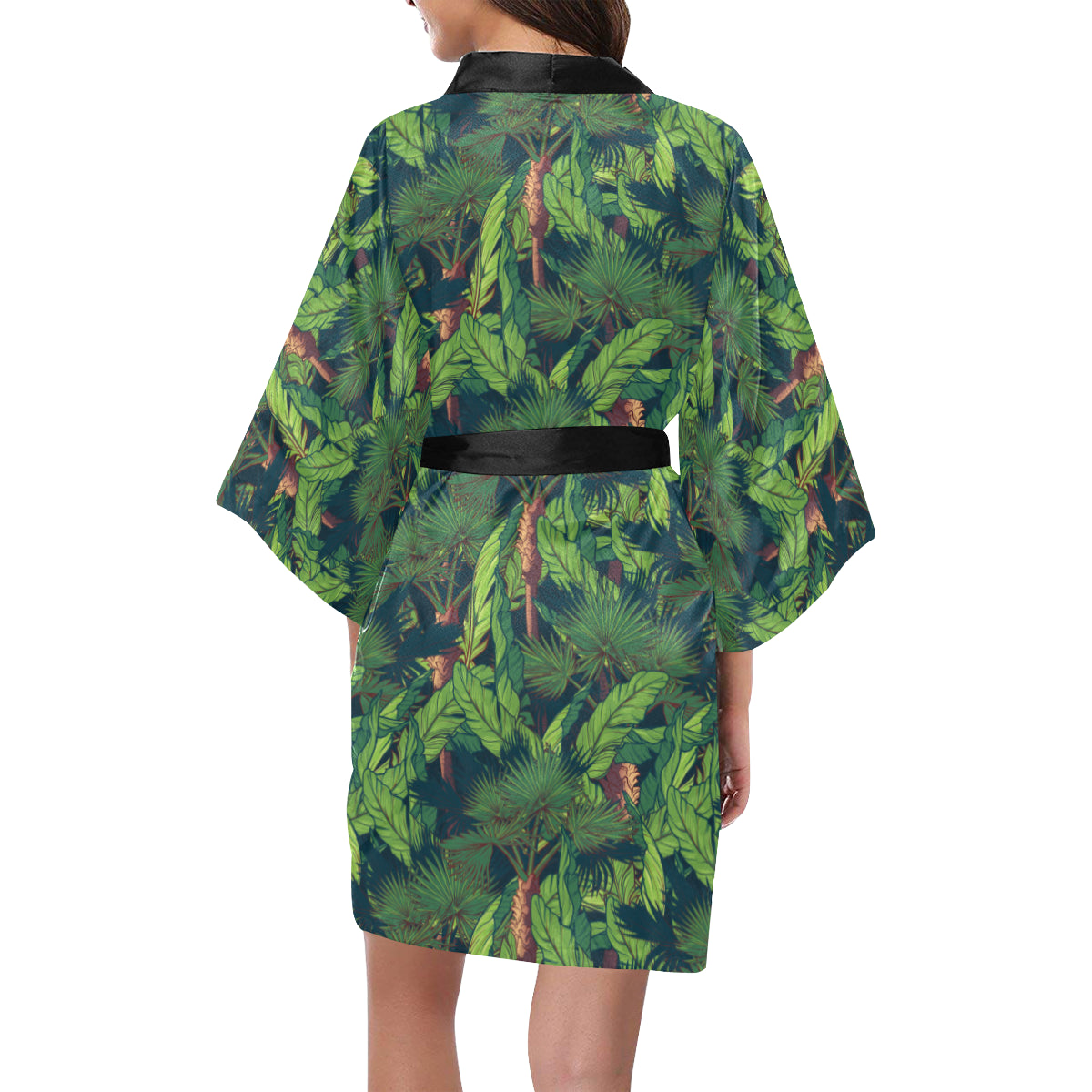 Rainforest Pattern Print Design A01 Women's Short Kimono