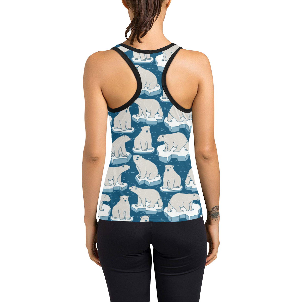 Polar Bear Pattern Print Design PB03 Women's Racerback Tank Top