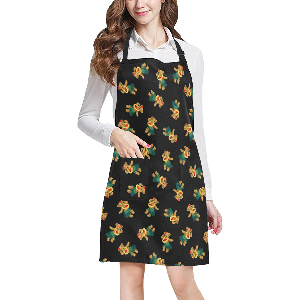 Hula Bear Pattern Print Design 06 Apron with Pocket