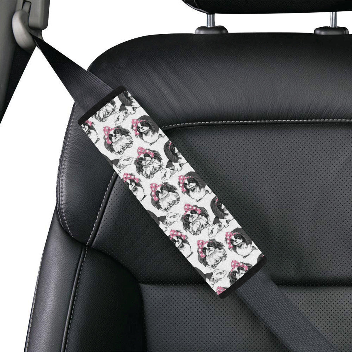 Japanese Chin Pattern Print Design 01 Car Seat Belt Cover