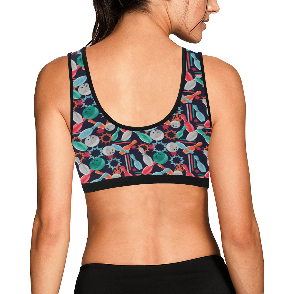 Bowling Pattern Print Design 08 Sports Bra