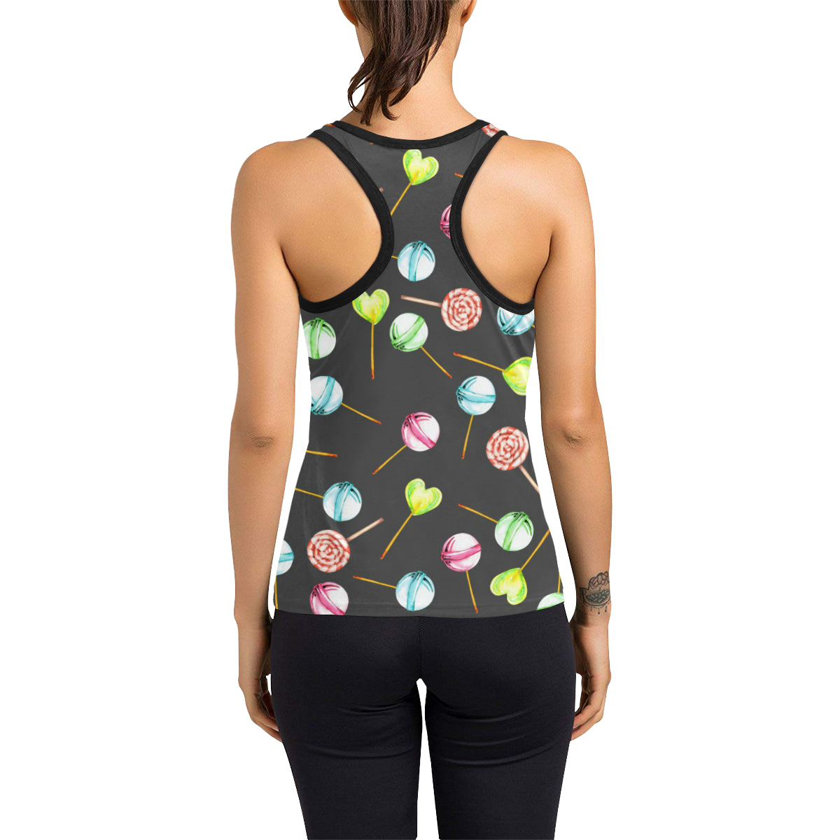 Lollipop Pattern Print Design LL02 Women's Racerback Tank Top