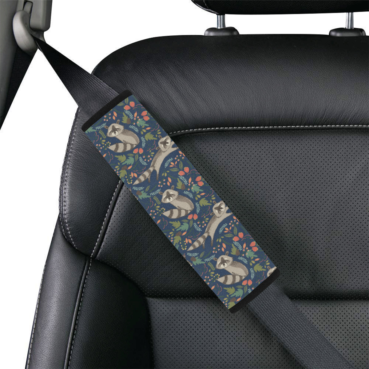 Raccoon Pattern Print Design A02 Car Seat Belt Cover