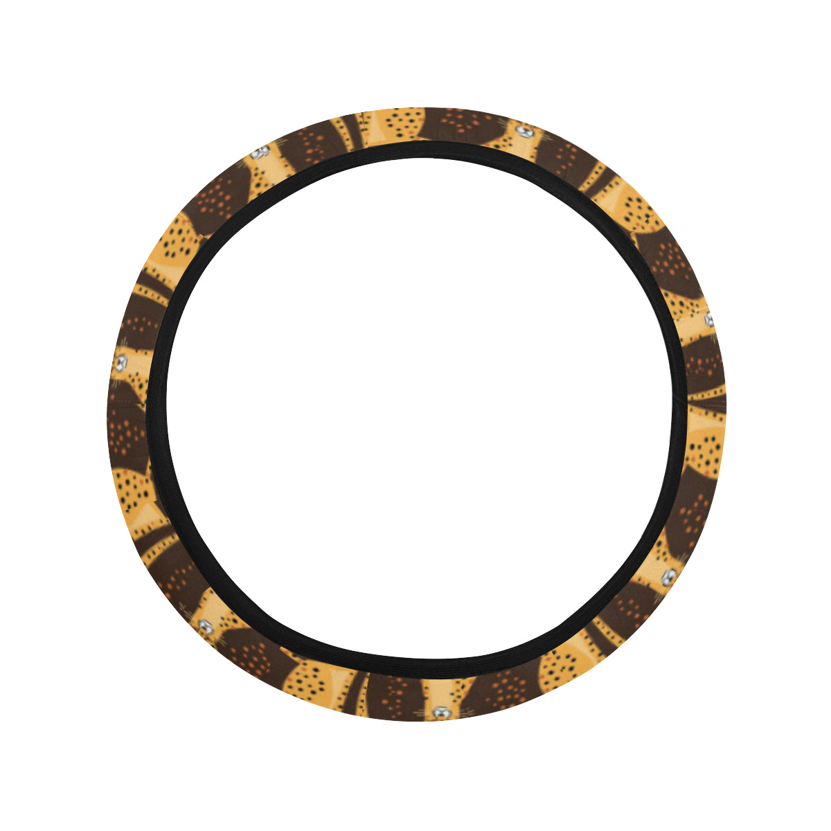 Cheetah Pattern Print Design 03 Steering Wheel Cover with Elastic Edge