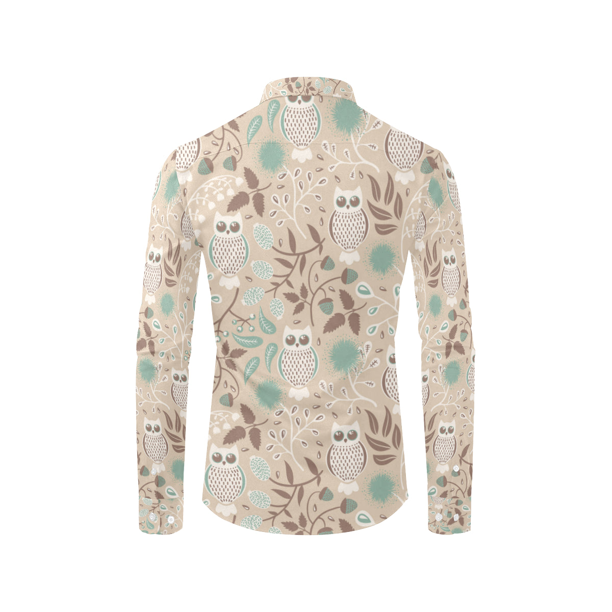 Owl Pattern Print Design A02 Men's Long Sleeve Shirt