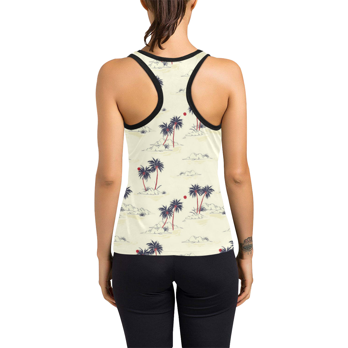 Palm Tree Pattern Print Design PT08 Women's Racerback Tank Top