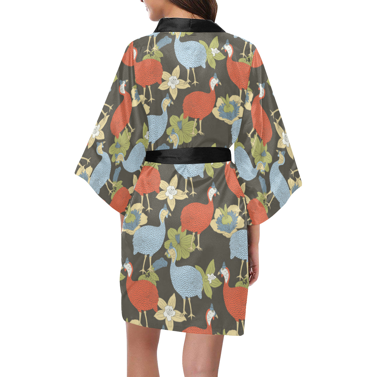 Guinea Fowl Pattern Print Design 02 Women's Short Kimono