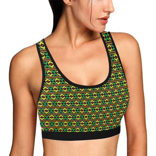 African Geometric Print Pattern Sports Bra