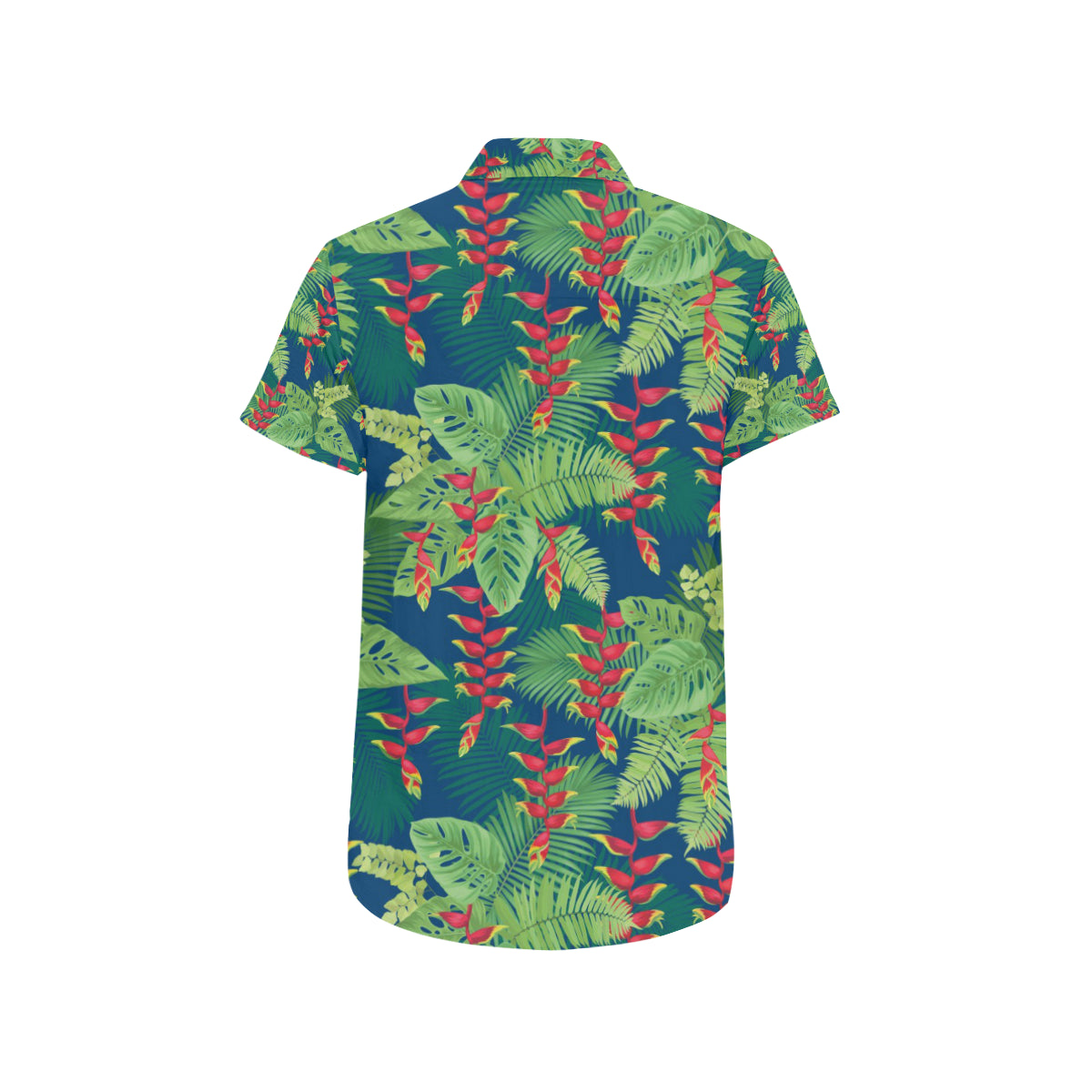 Heliconia Pattern Print Design HL08 Men's Short Sleeve Button Up Shirt