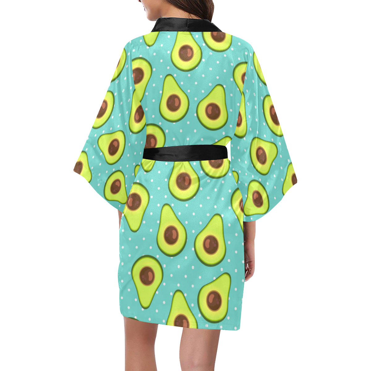 Avocado Pattern Print Design AC012 Women's Short Kimono