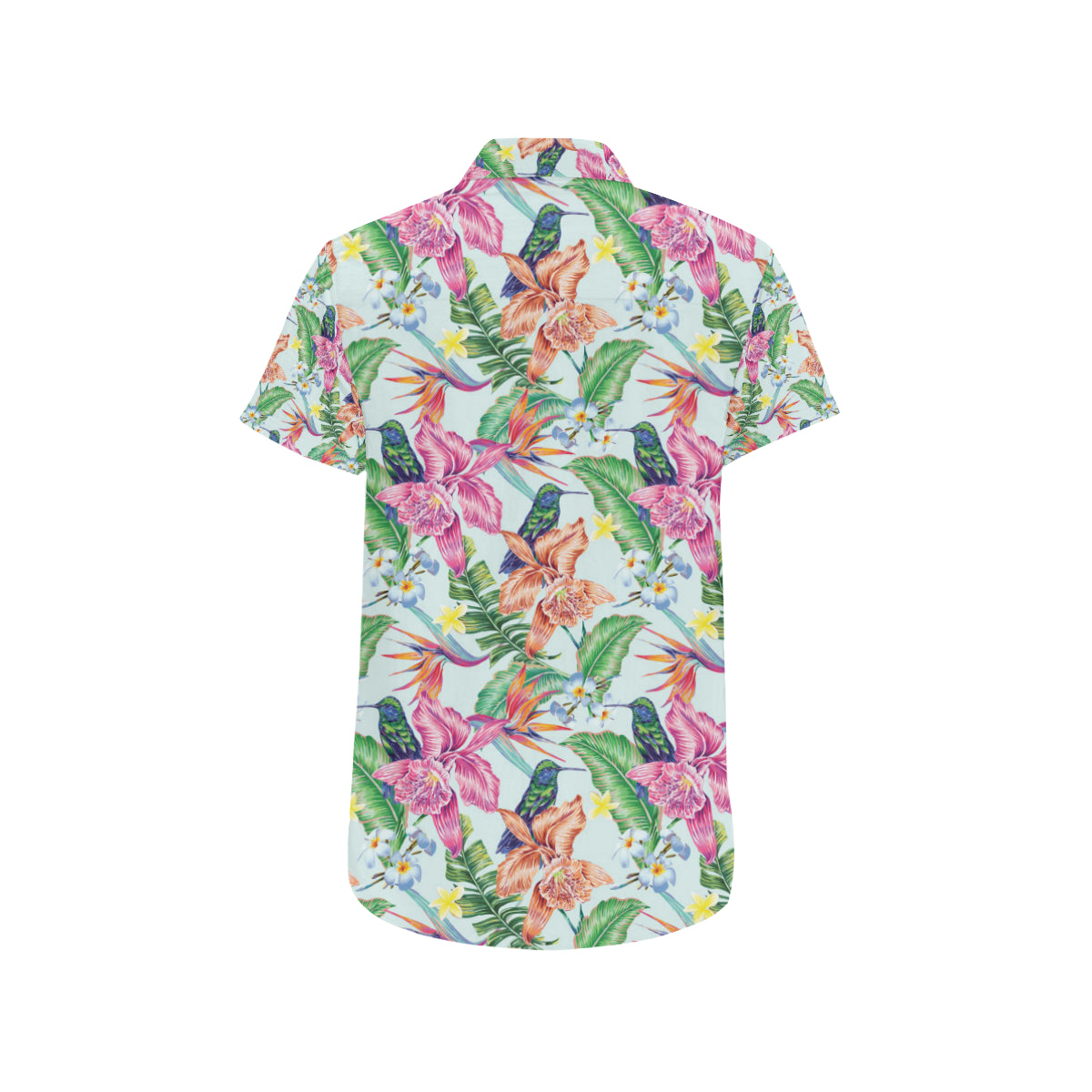 Hummingbird Tropical Pattern Print Design 05 Men's Short Sleeve Button Up Shirt