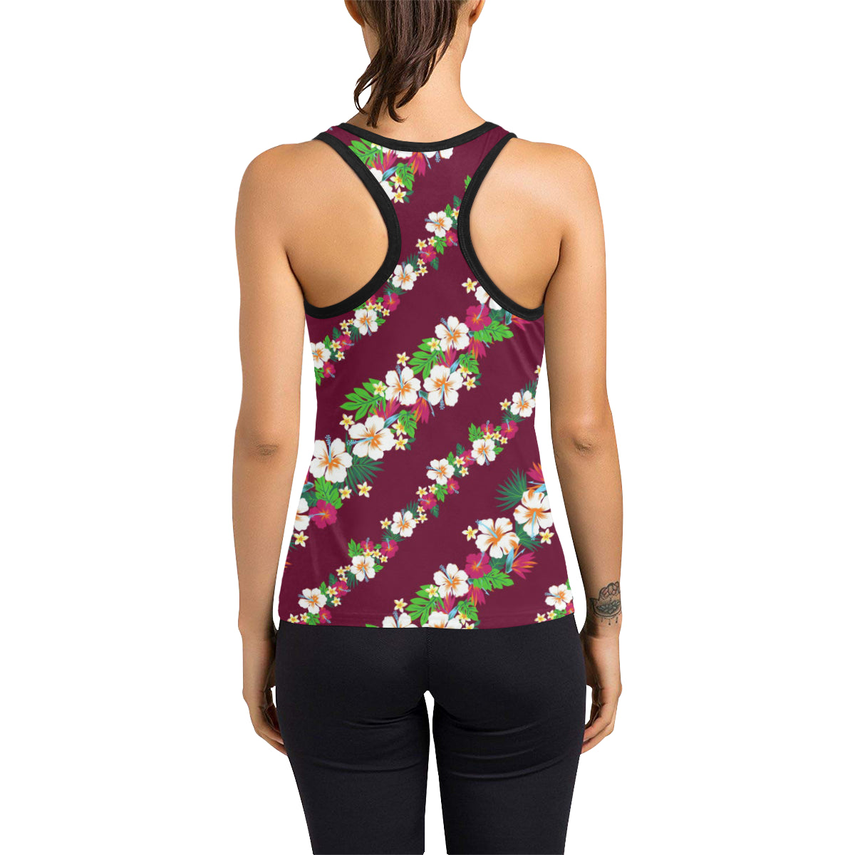 Hawaiian Themed Pattern Print Design H06 Women's Racerback Tank Top