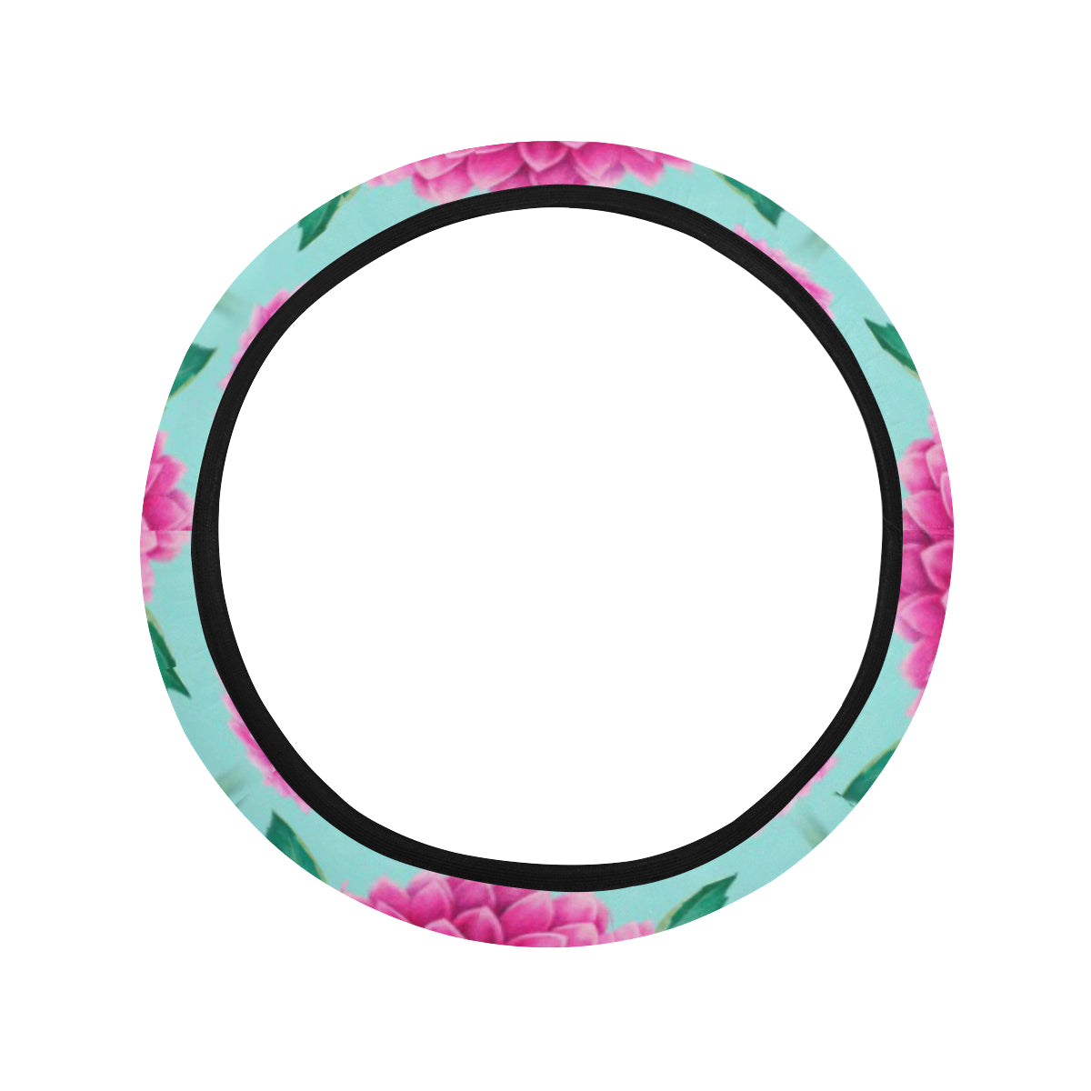 Dahlia Pattern Print Design DH08 Steering Wheel Cover with Elastic Edge