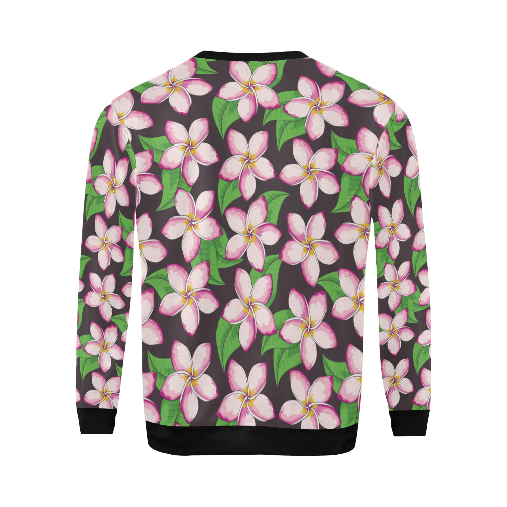 Pink Plumeria Pattern Print Design PM019 Men Long Sleeve Sweatshirt