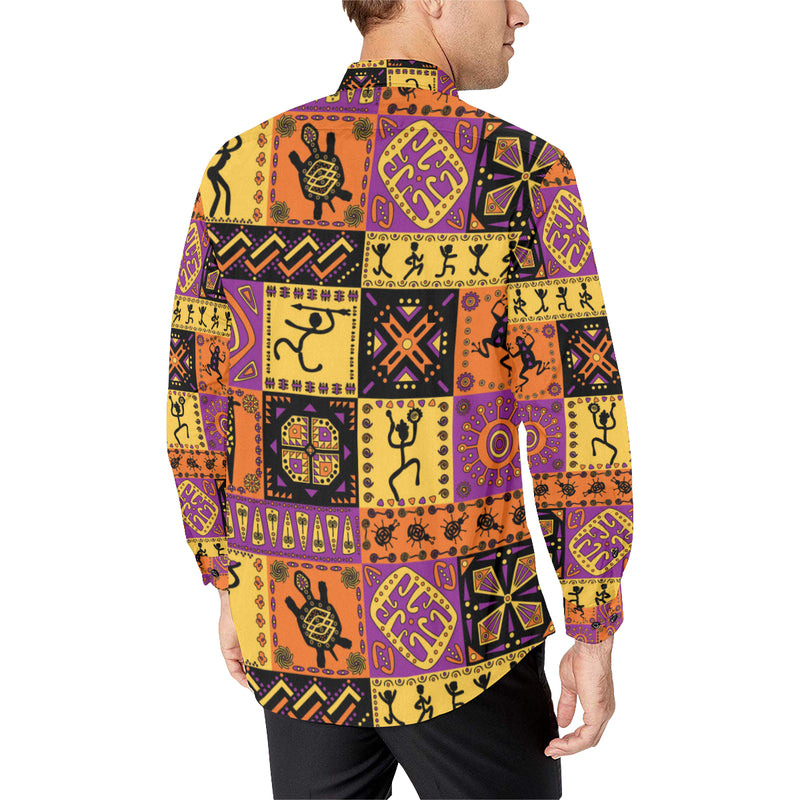 African Pattern Print Design 02 Men's Long Sleeve Shirt